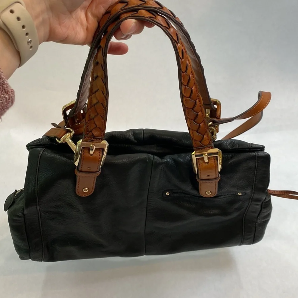 B. Makowsky satchel bag‎ black with brown accents